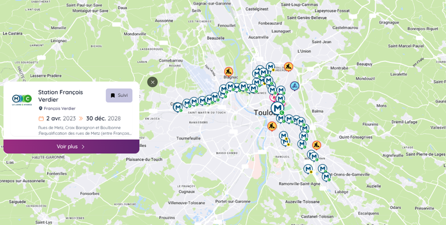 Carte interactive de Parlons Travaux