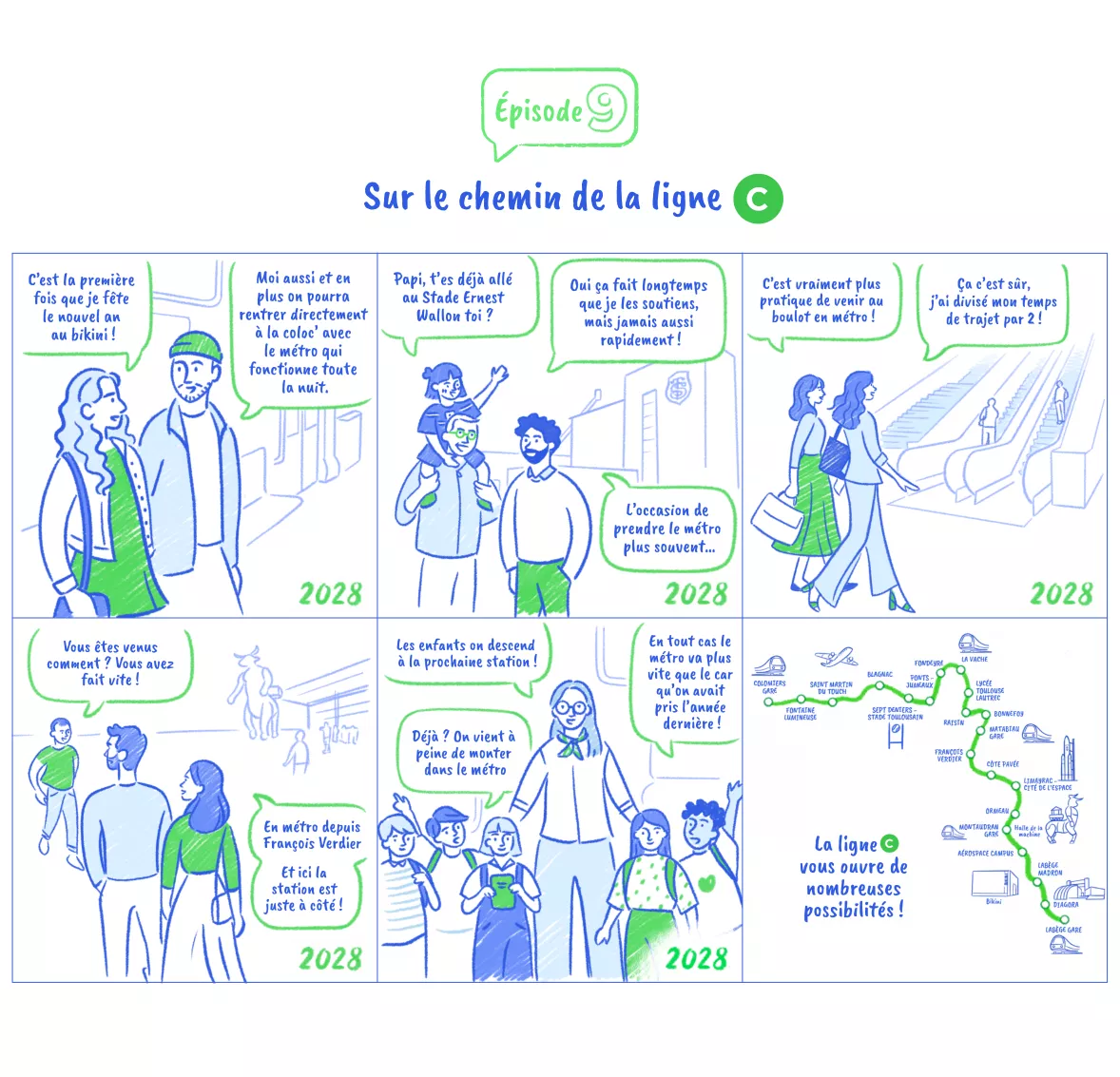 Une série de 6 images expliquent les bénéfices de la ligne C pour les usagers (Agrandir l'image - fenêtre modale)