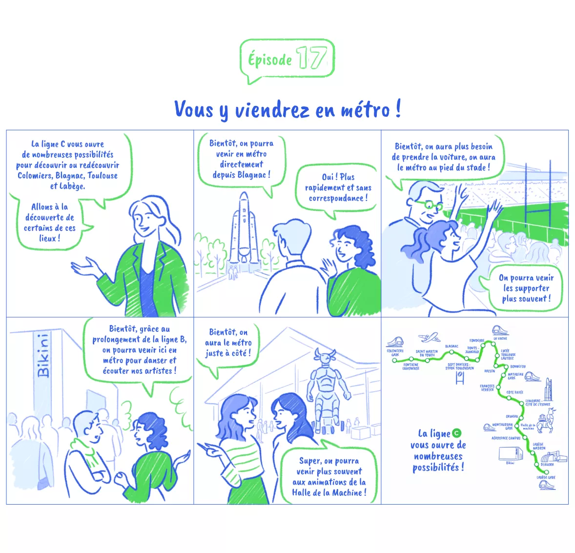 Une série de 6 images expliquent les lieux emblématiques qui vont être desservis par la ligne C  (Agrandir l'image - fenêtre modale)