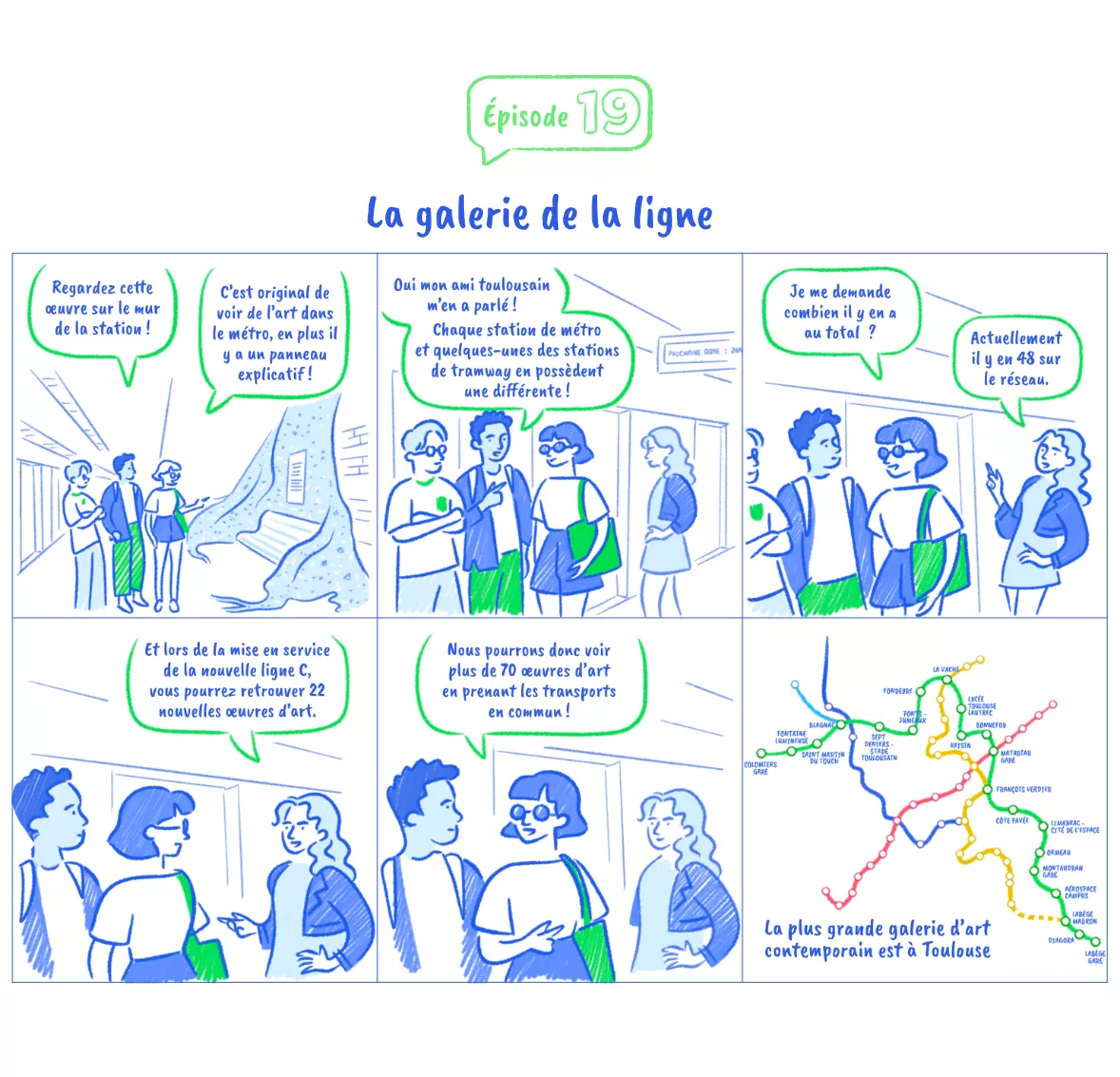 Une série de 6 images expliquent les choix artistiques pour les stations de la ligne C (Agrandir l'image - fenêtre modale)