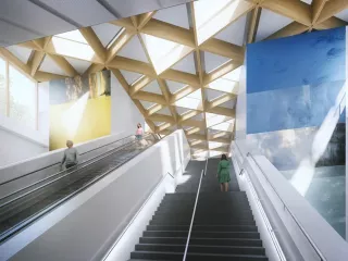 Maquette de l'accès à la mezzanine de la station Saint-Martin du Touch (Agrandir l'image - fenêtre modale)