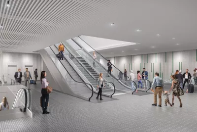 La mezzanine de la future station de métro Jean Rieux (Agrandir l'image - fenêtre modale)