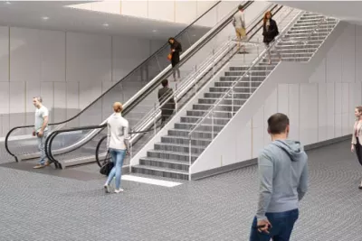 La mezzanine de la future station de métro Ormeau (Agrandir l'image - fenêtre modale)